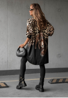Długa asymetryczna Hemd w panterkę Wild Darling Beige-Schwarz