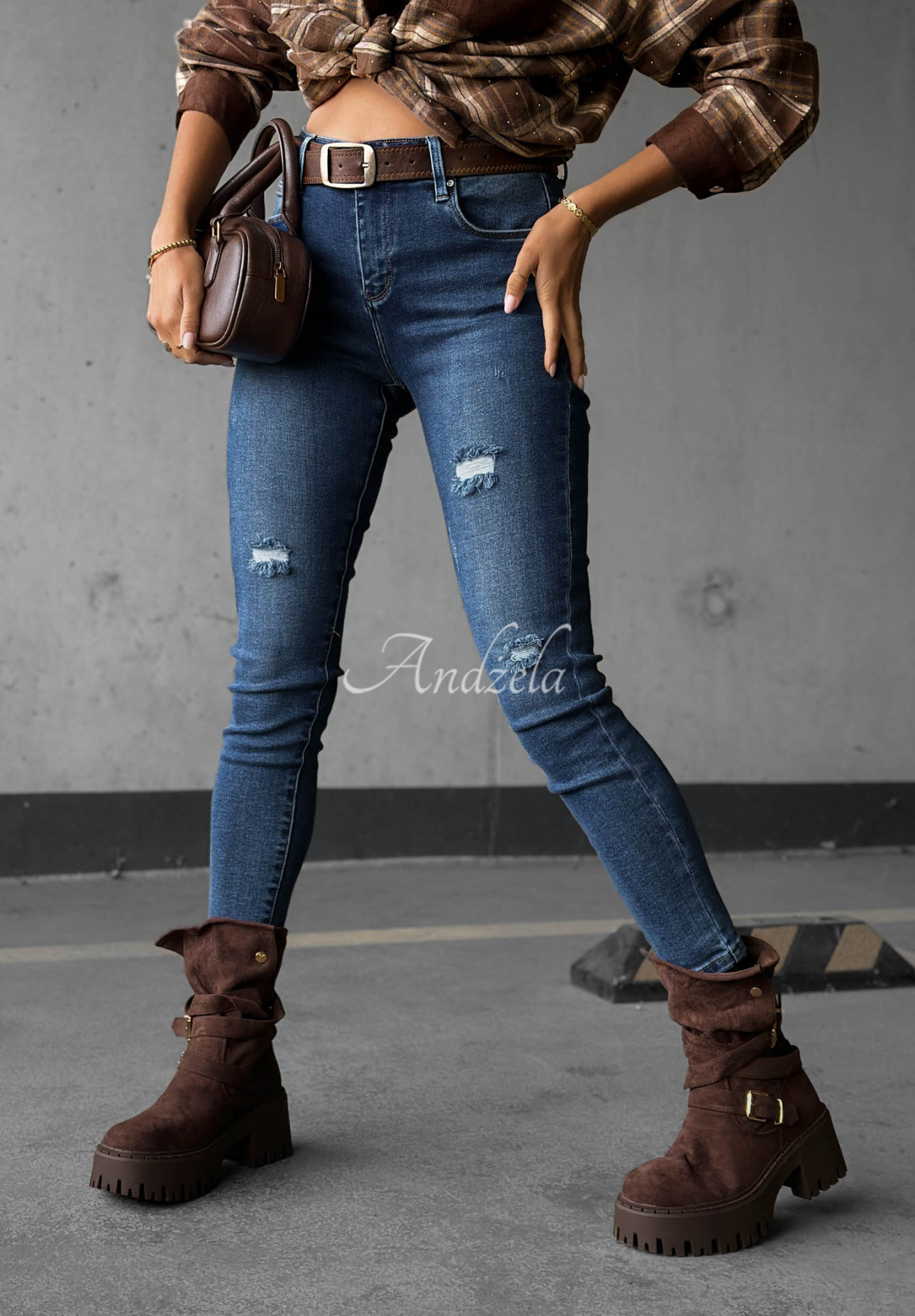 Skinny Jeans mit Abschürfungen Just A Little Blau