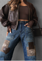 Hose Jeans mom fit z naszywkami Clouded Morning dunkelblau