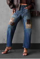 Hose Jeans mom fit z naszywkami Clouded Morning dunkelblau