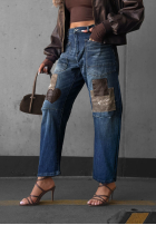 Hose Jeans mom fit z naszywkami Clouded Morning dunkelblau