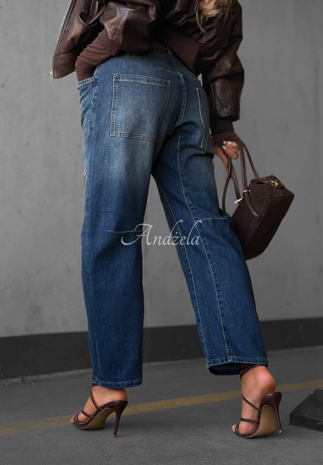 Mom-Jeans mit Flicken Clouded Morning dunkelblau