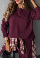 Bluse longsleeve z kieszenią Soft Mood Burgunderrot