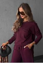 Bluse longsleeve z kieszenią Soft Mood Burgunderrot