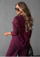Bluse longsleeve z kieszenią Soft Mood Burgunderrot