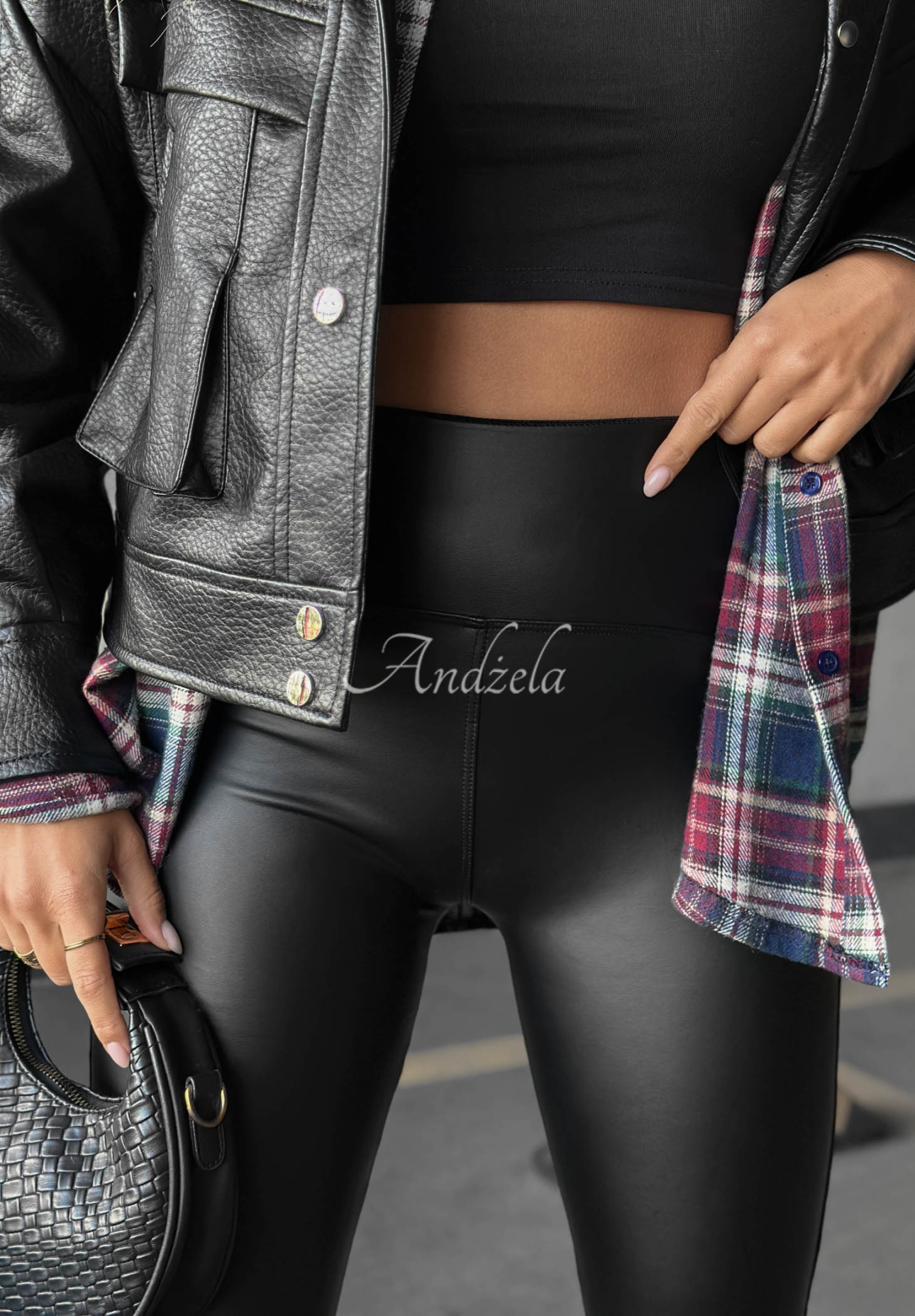 Leggings aus Lederimitat What’s Your Number Schwarz