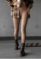 Leggings Aus Lederimitat What’s Your Number Camel