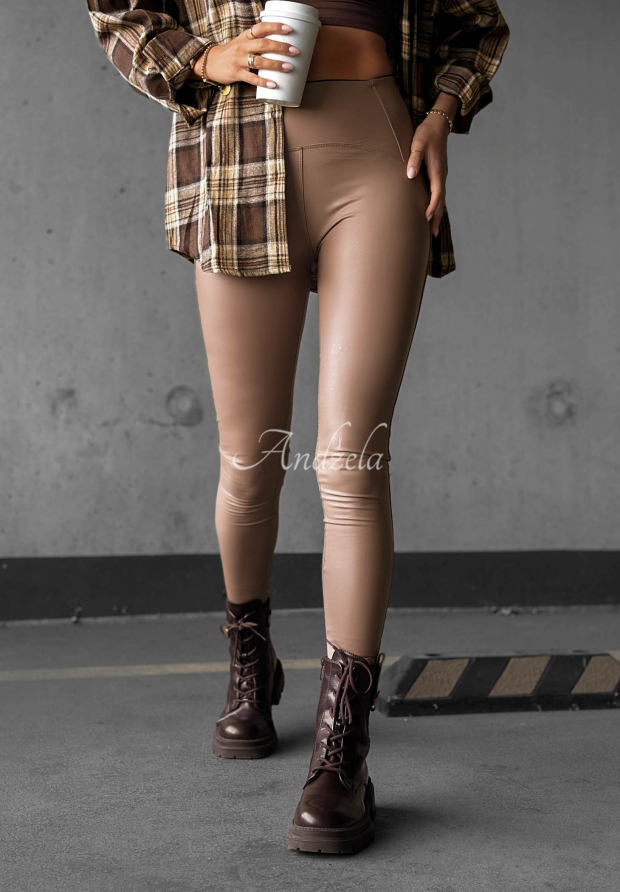 Leggings aus Lederimitat What&rsquo;s Your Number Camel
