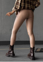 Leggings Aus Lederimitat What’s Your Number Camel