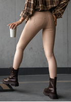 Leggings Aus Lederimitat What’s Your Number Beige