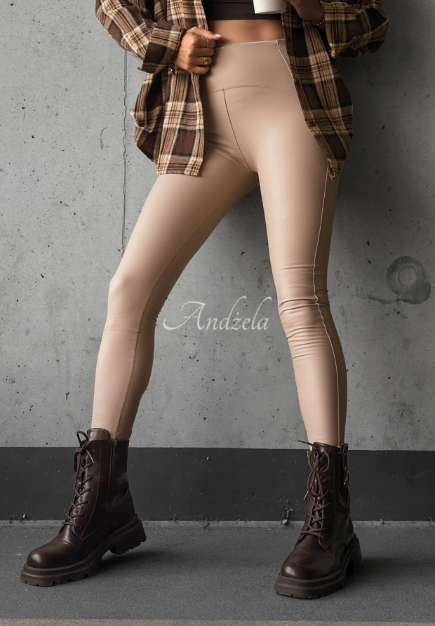 Leggings aus Lederimitat What&rsquo;s Your Number Beige