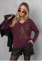 Bluse longsleeve z nadrukiem Golden Rossa Burgunderrot