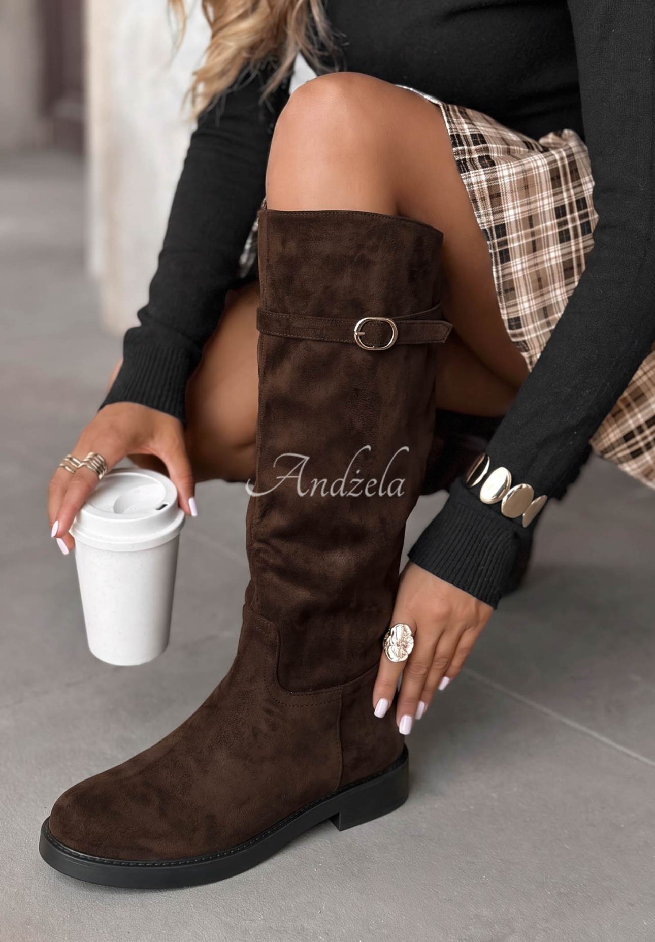 Lange Wildlederstiefel Cinnamon Kiss Schokoladenbraun