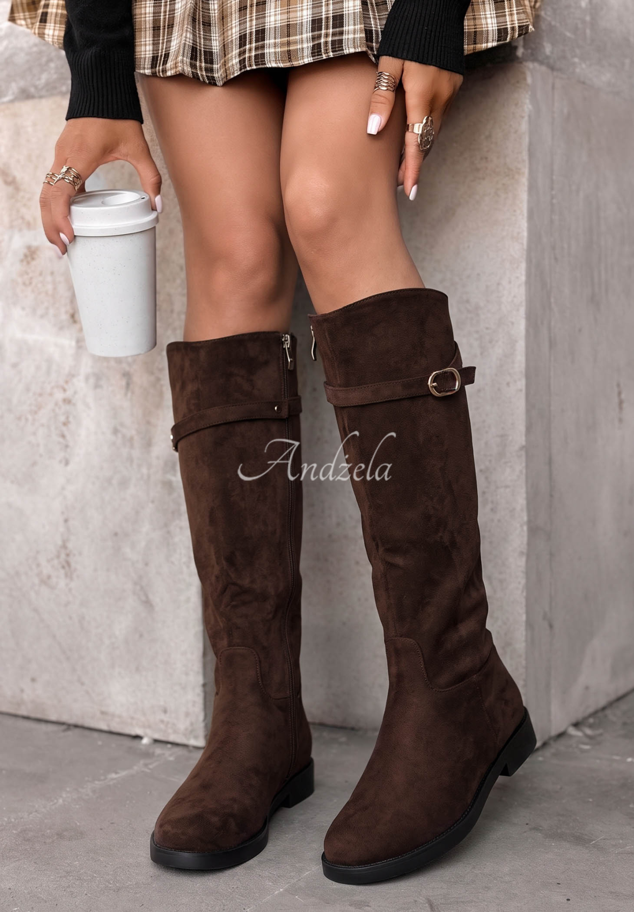 Lange Wildlederstiefel Cinnamon Kiss Schokoladenbraun
