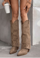 zamszowe Stiefel Cowboystiefel z przeszyciami Maple Mood Schokoladenbraun