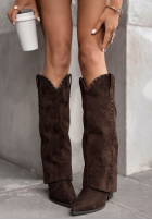 zamszowe Stiefel Cowboystiefel z przeszyciami Maple Mood Schokoladenbraun