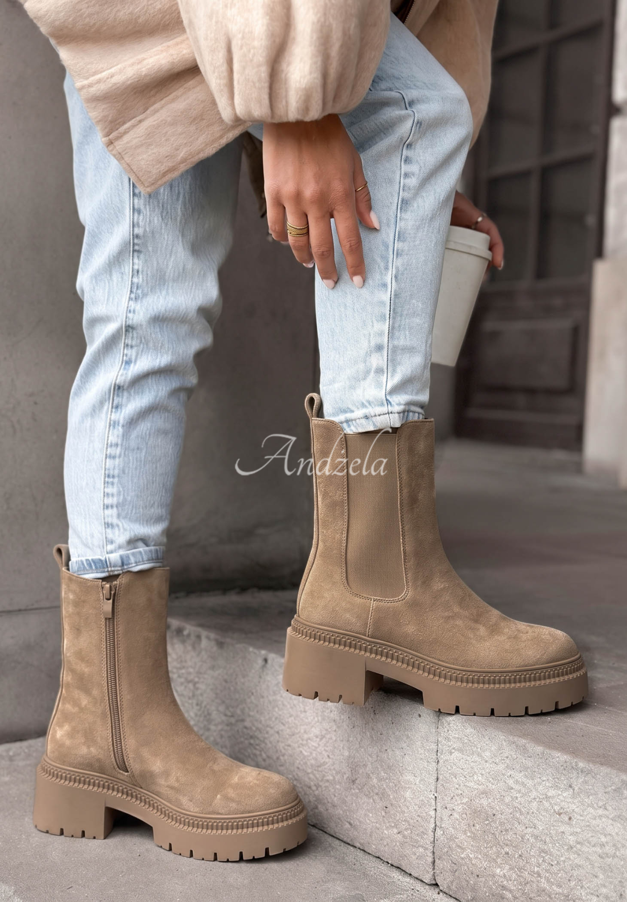 Stiefeletten aus Wildlederimitat Maple Trail Beige
