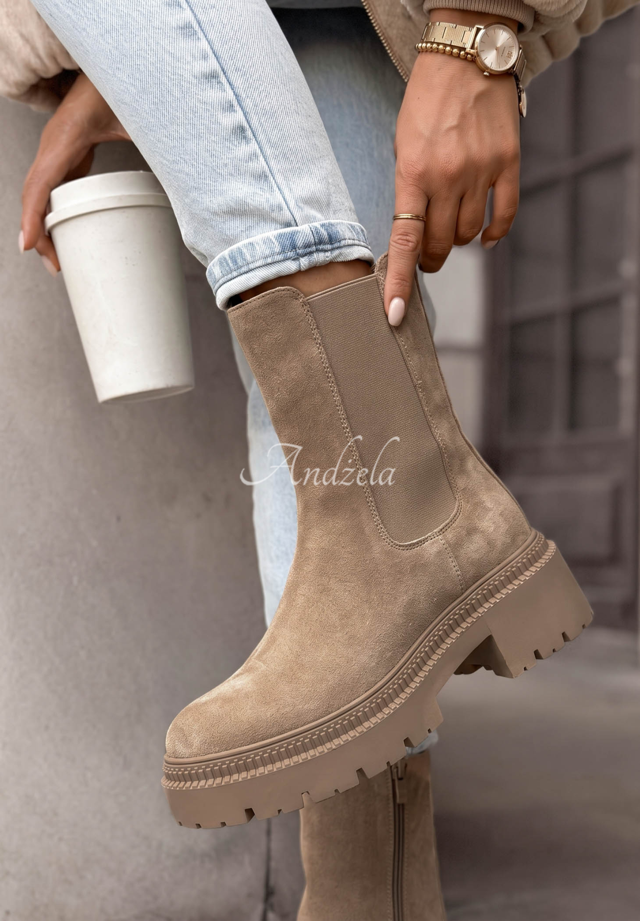 Stiefeletten aus Wildlederimitat Maple Trail Beige