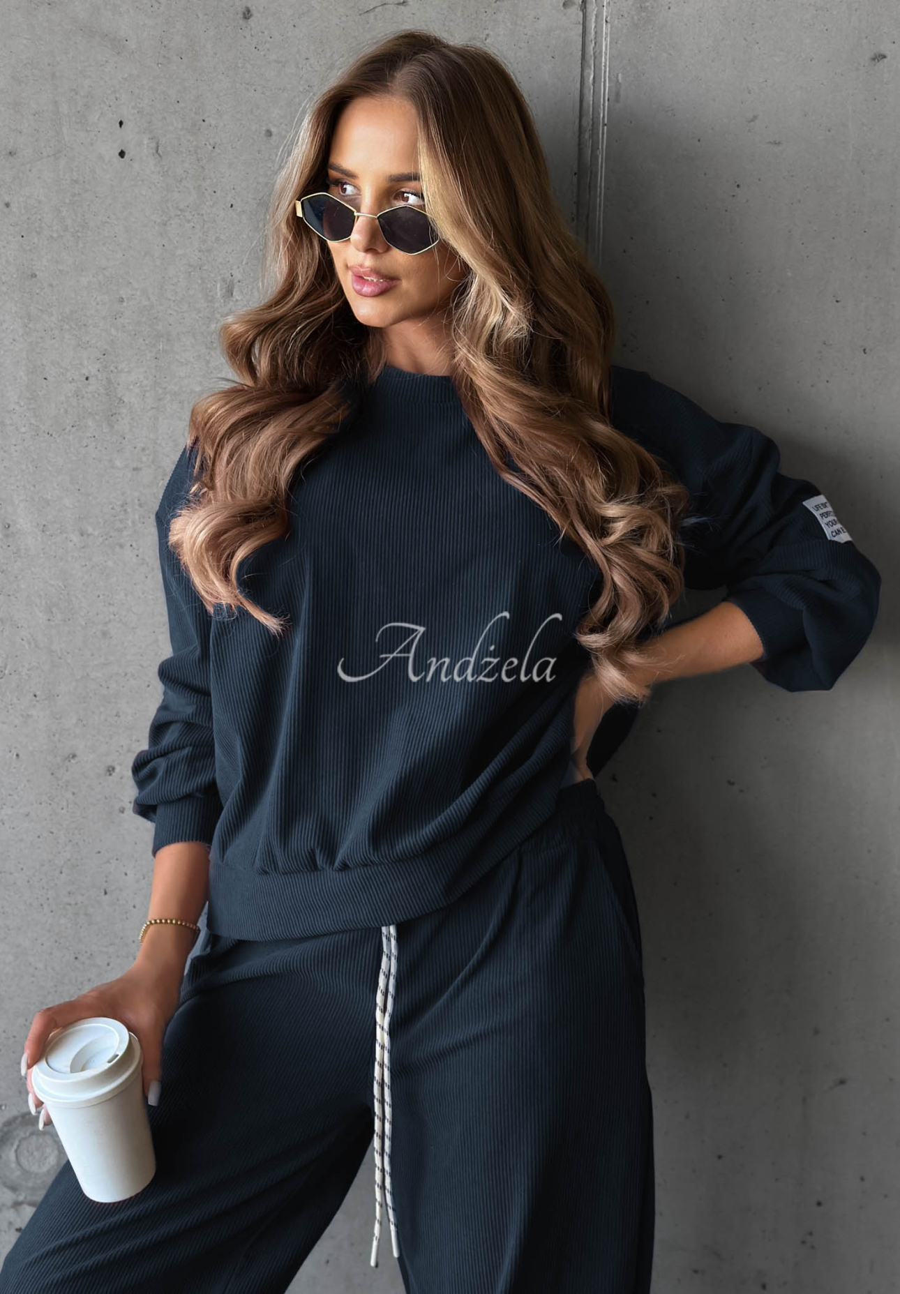 Trainingsanzug-Set aus Cord und Viskose Endless Comfort Dunkelblau