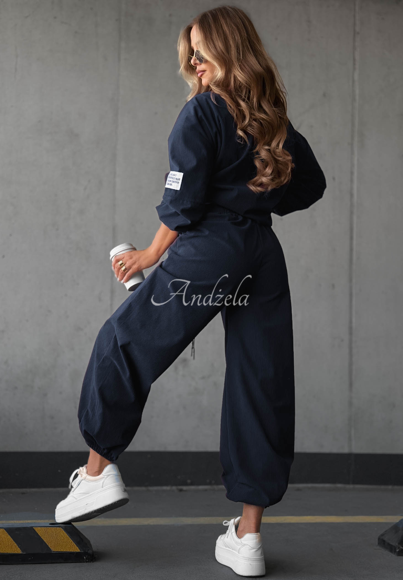 Trainingsanzug-Set aus Cord und Viskose Endless Comfort Dunkelblau