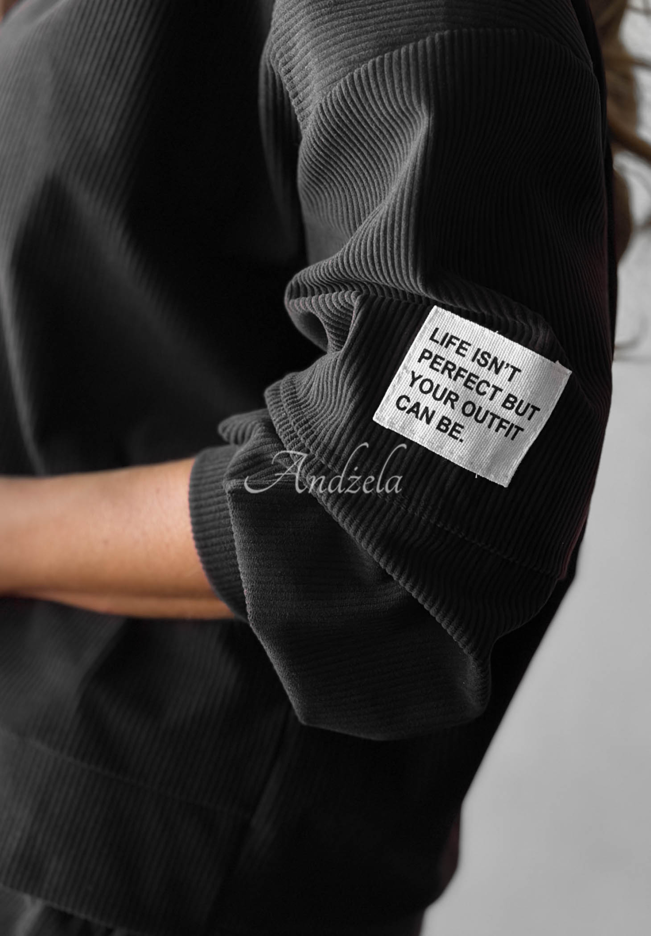 Trainingsanzug-Set aus Cord und Viskose Endless Comfort Schwarz