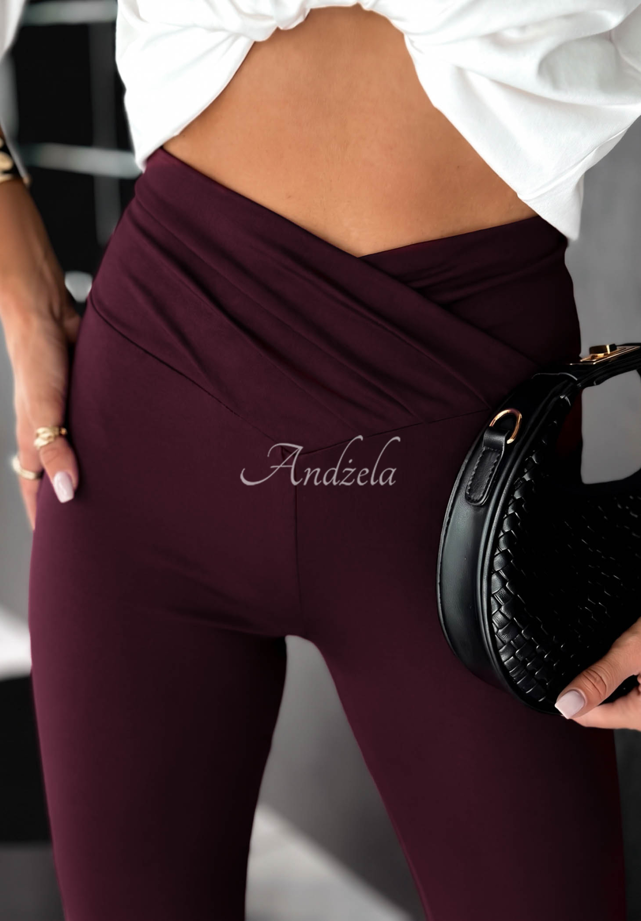 Ausgestellte Leggings aus Viskose mit Raffungen Talk With Me Beerenfarben