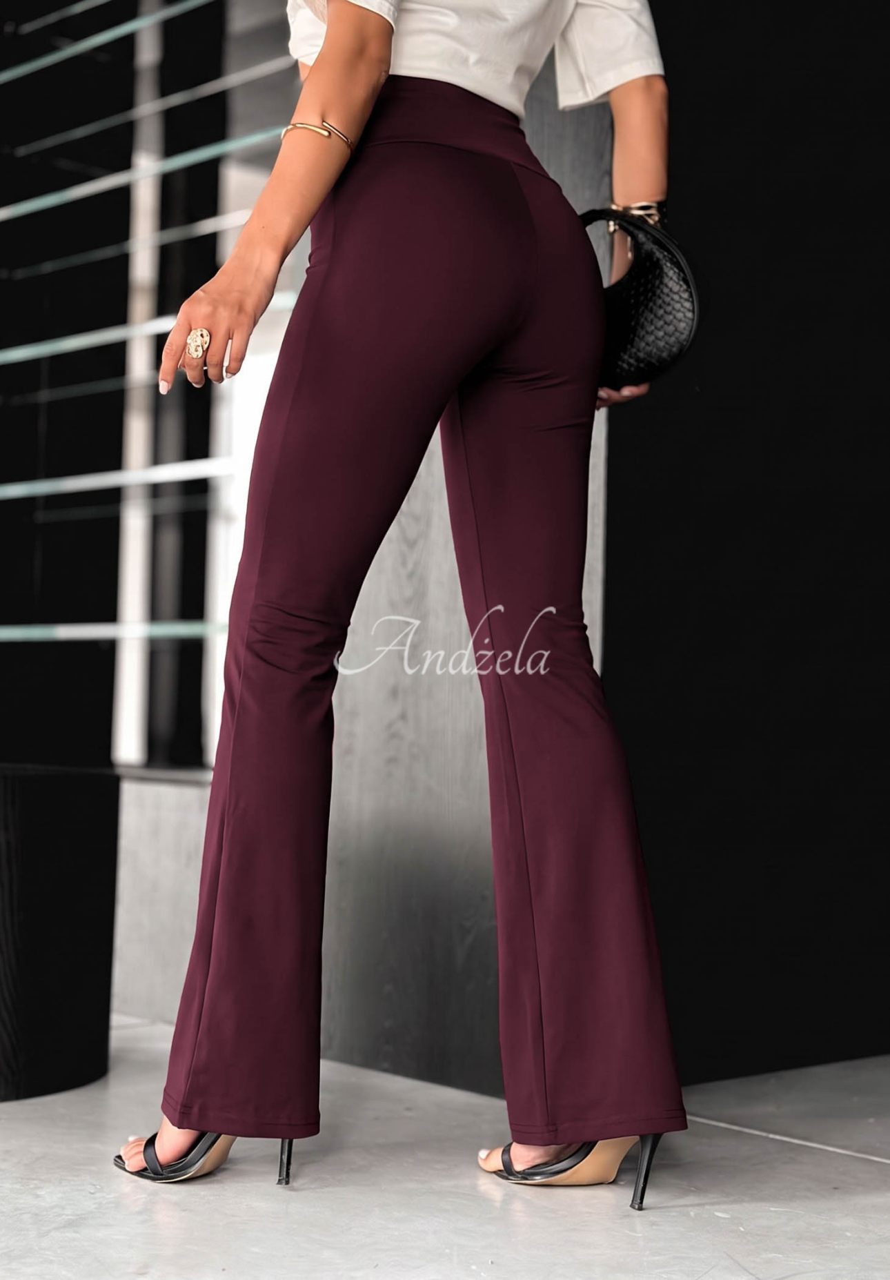 Ausgestellte Leggings aus Viskose mit Raffungen Talk With Me Beerenfarben