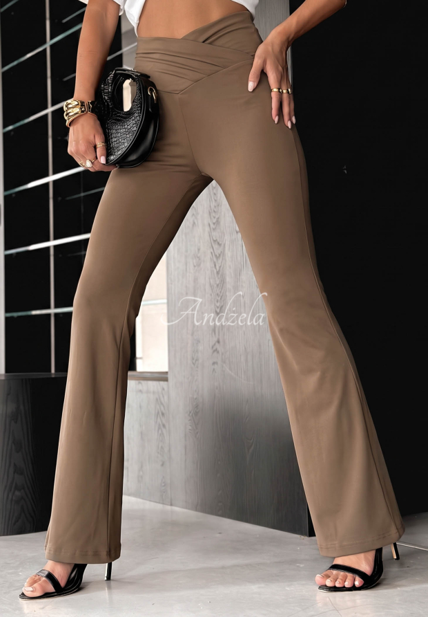 Ausgestellte Leggings aus Viskose mit Raffungen Talk With Me Camel