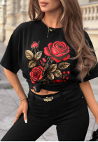 T-Shirt z nadrukiem Pixi Rose Schwarz