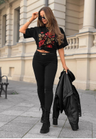 T-Shirt z nadrukiem Pixi Rose Schwarz