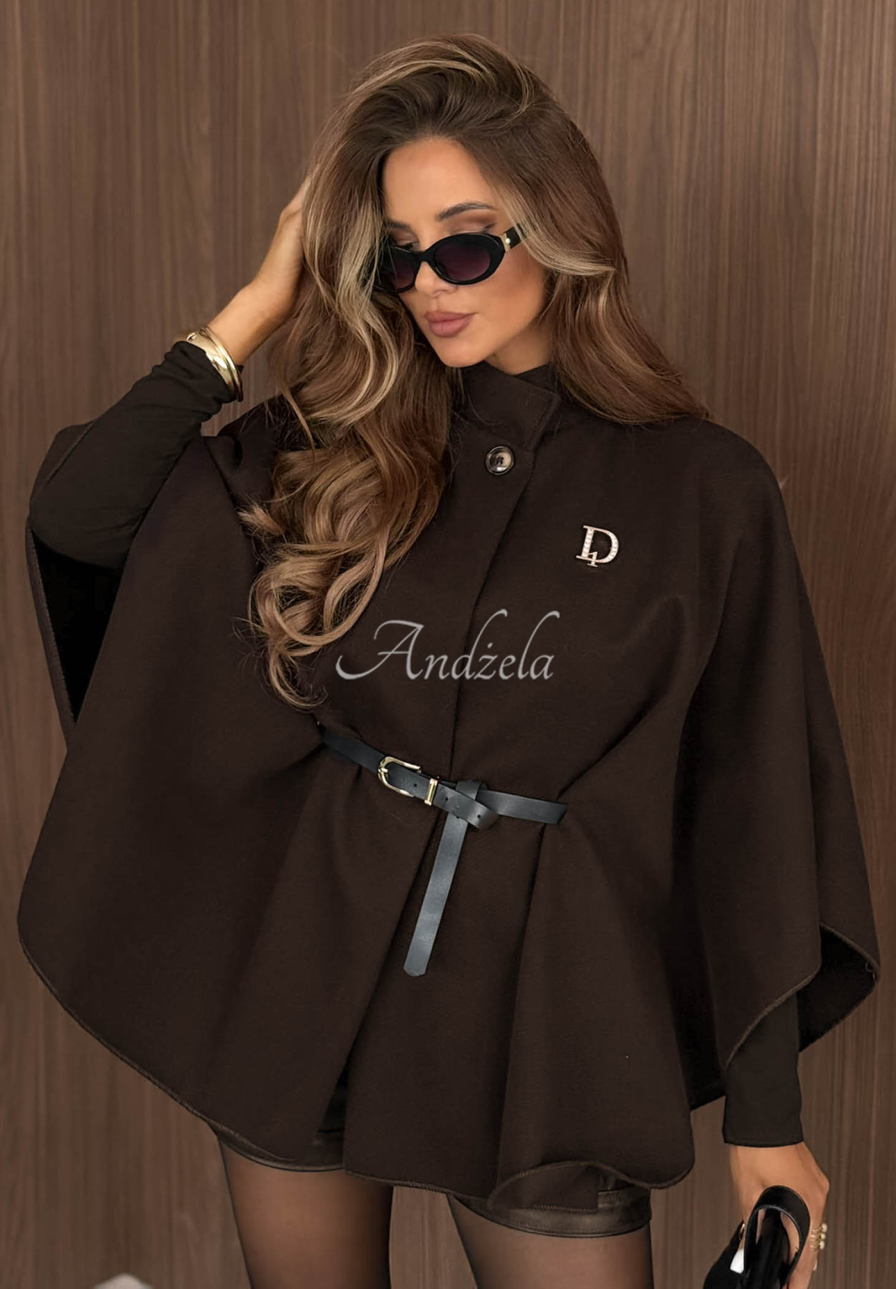 Eleganter Poncho-Mantel mit Gürtel Autumn Lady