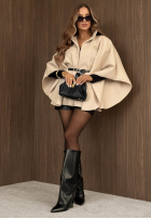 Elegancki Mantel ponczo z paskiem Autumn Lady Rot