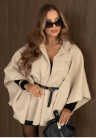 Elegancki Mantel ponczo z paskiem Autumn Lady Rot