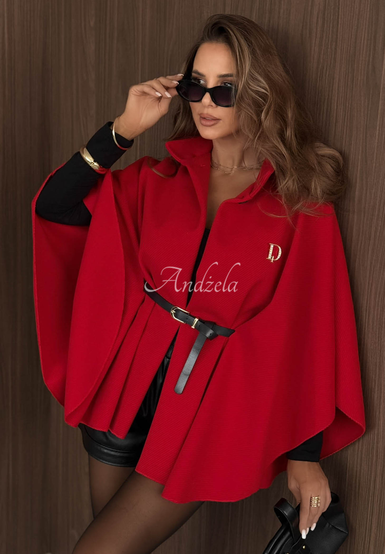 Eleganter Poncho-Mantel mit Gürtel Autumn Lady