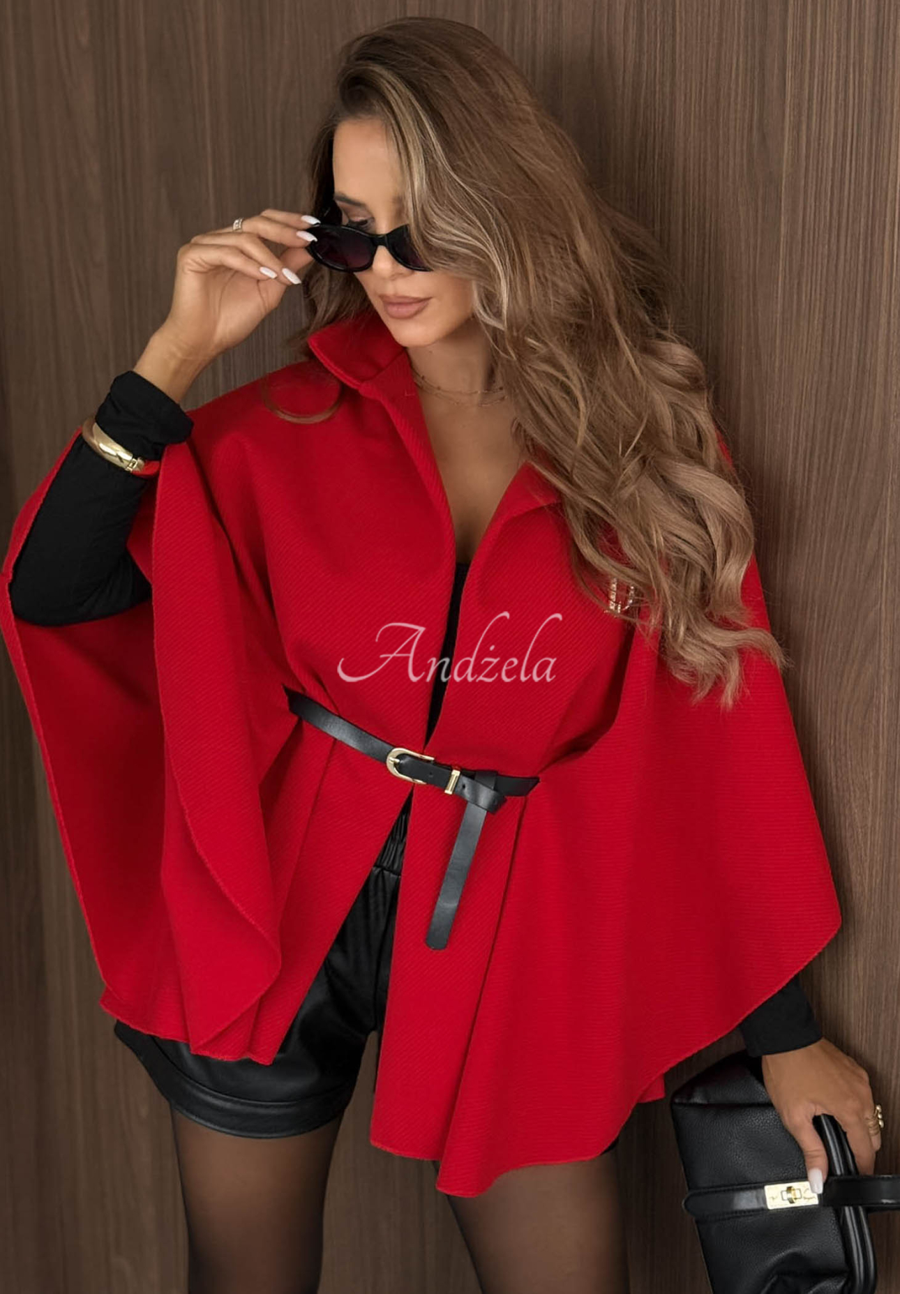 Eleganter Poncho-Mantel mit Gürtel Autumn Lady