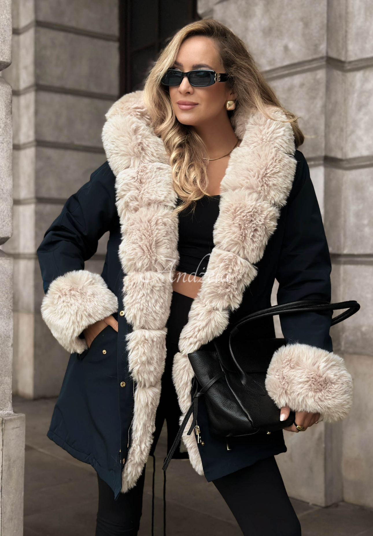 Parka-Jacke mit Fell Stay Warm Dunkelblau