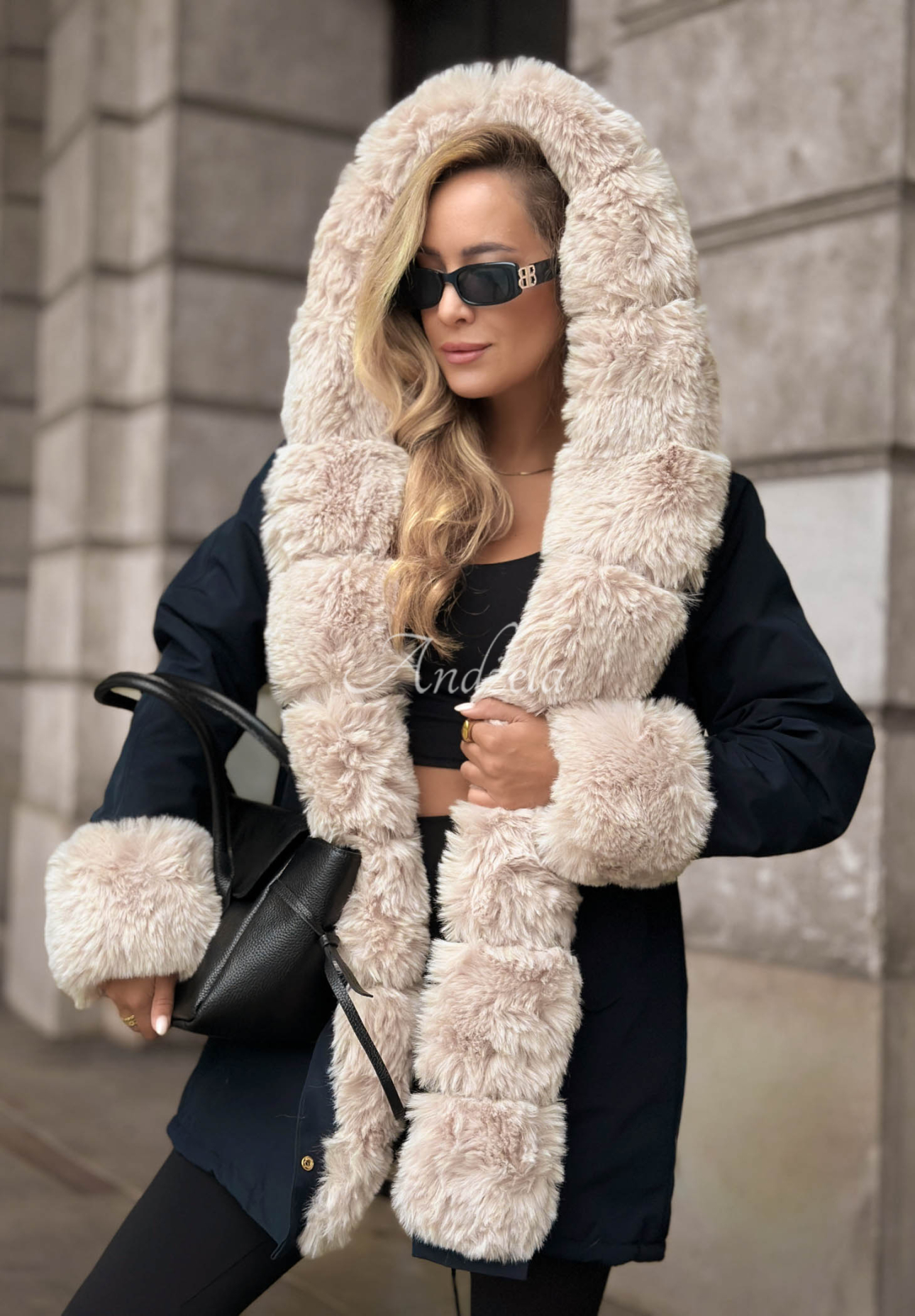 Parka-Jacke mit Fell Stay Warm Dunkelblau