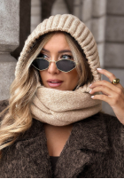 Schlauchschal balaclava z wiązaniem Frosty Charm Ecru