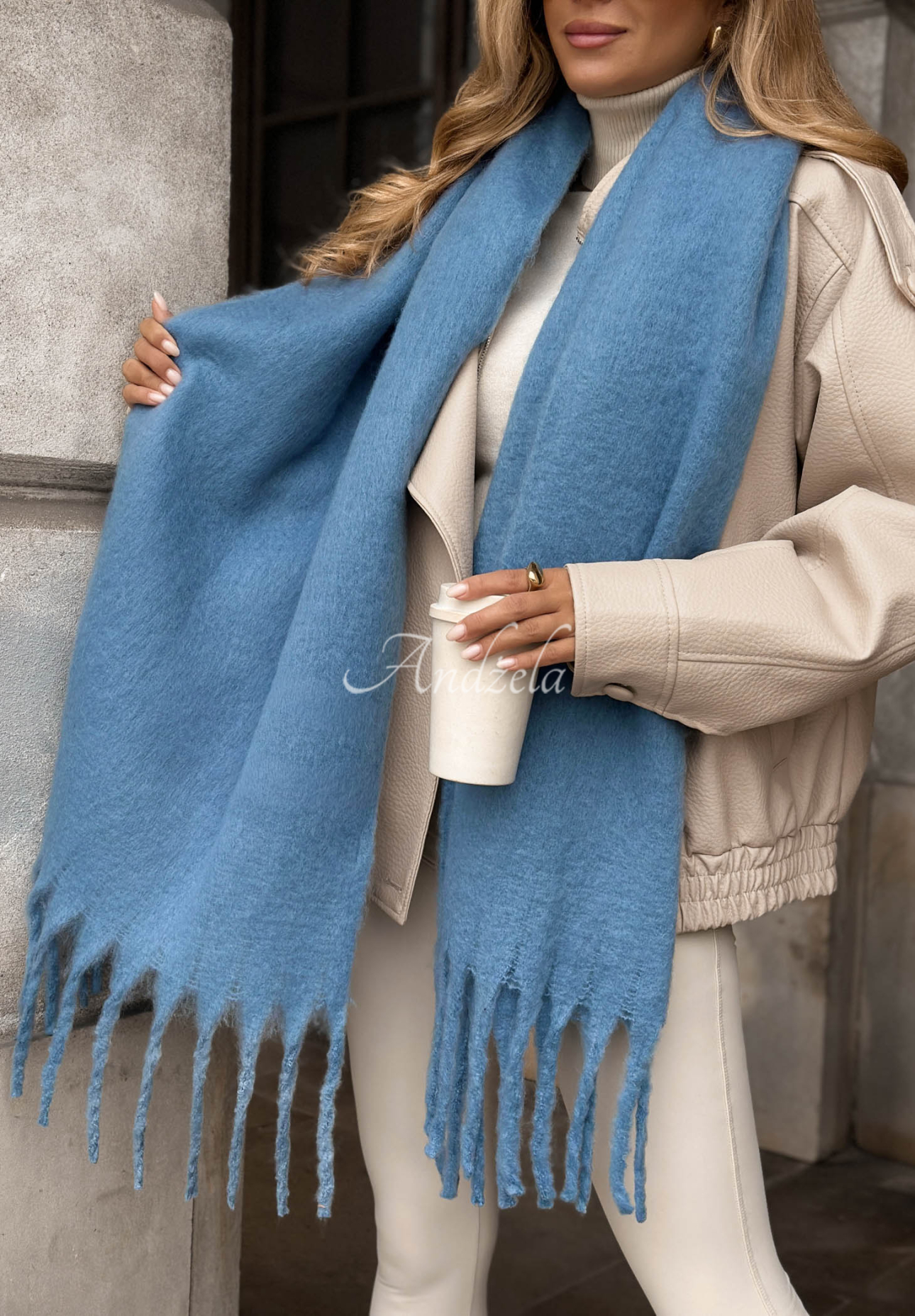 Weicher Schal mit Fransen Snow Darling Blau