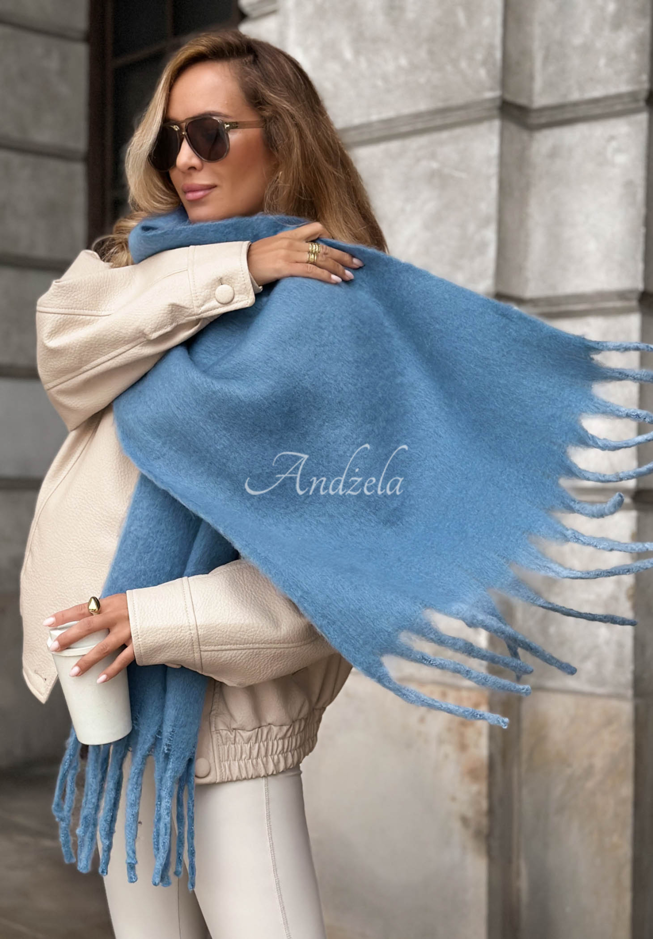 Weicher Schal mit Fransen Snow Darling Blau