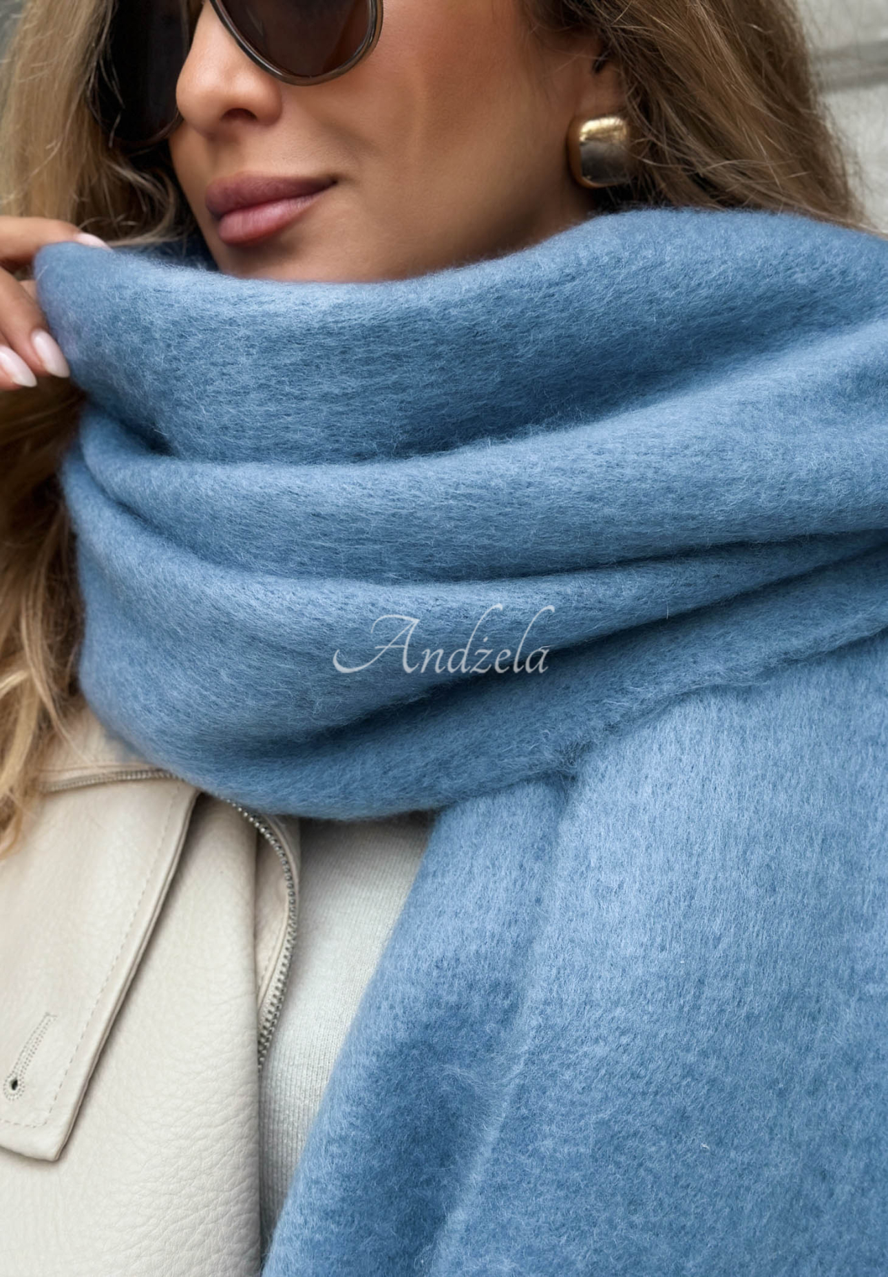 Weicher Schal mit Fransen Snow Darling Blau