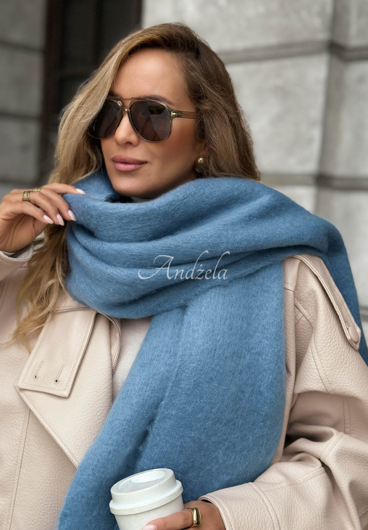 Weicher Schal mit Fransen Snow Darling Blau