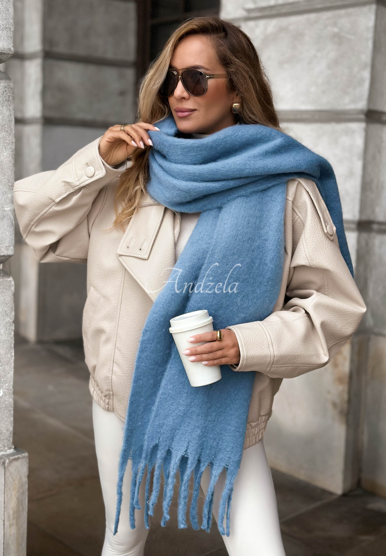Weicher Schal mit Fransen Snow Darling Blau