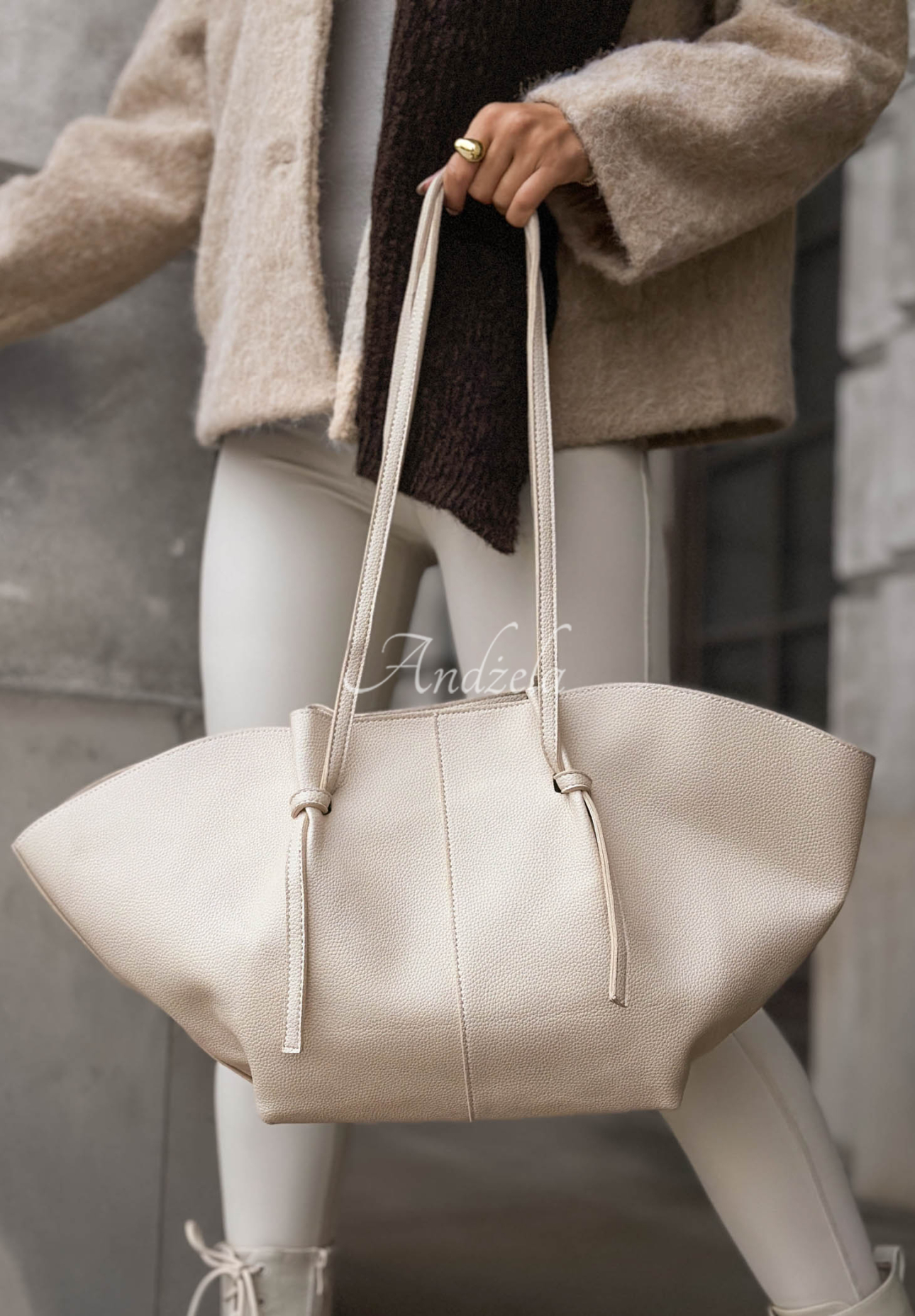 Ledertasche Only For You Beige