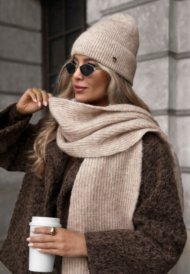 M&uuml;tze aus Merinowolle und Mohair Snowfall Charm Beige