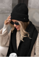 Mütze z wełną merino Snowfall Charm Schwarz