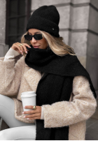 Mütze z wełną merino Snowfall Charm Schwarz