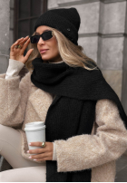 Mütze z wełną merino Snowfall Charm Schwarz