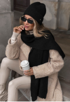 Mütze z wełną merino Snowfall Charm Schwarz