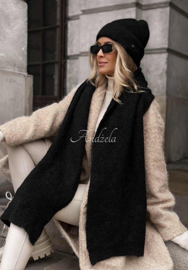 Schal aus Merinowolle und Mohair Snowfall Charm Schwarz